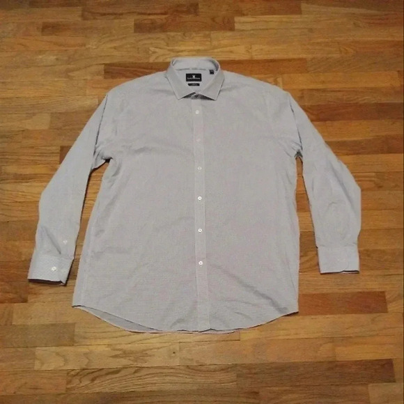 Psycho Bunny Button Up Shirt 17 1/2 34-35 Modern Fit Stretch Blue Dots - Picture 9 of 11